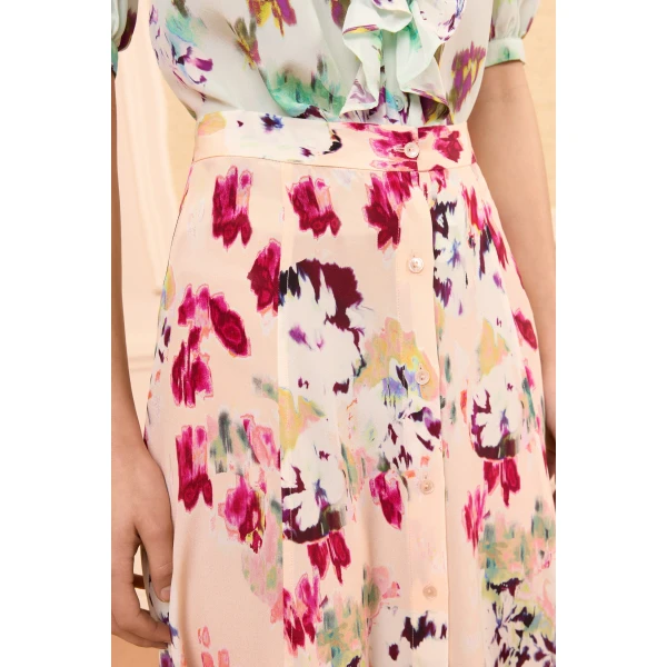 Ulla Johnson Rowan Silk Midi Skirt in Summer Garden, view 3