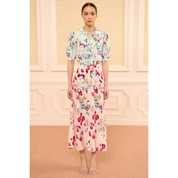Ulla Johnson Rowan Silk Midi Skirt in Summer Garden, view 5