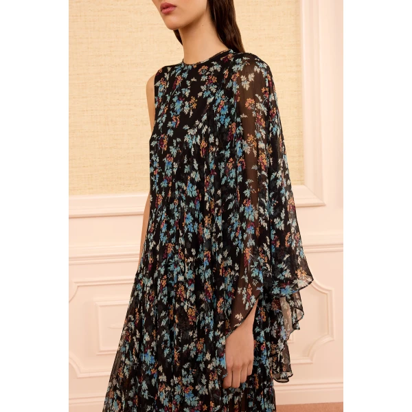 Ulla Johnson Seraphina Silk Asymmetrical Dress in Nightshade, view 3