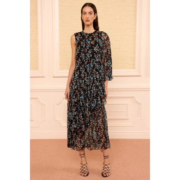 Ulla Johnson Seraphina Silk Asymmetrical Dress in Nightshade, view 5