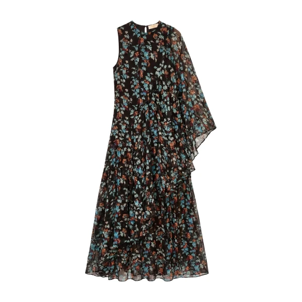 Ulla Johnson Seraphina Silk Asymmetrical Dress in Nightshade