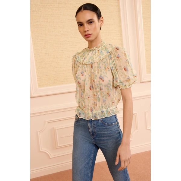 Ulla Johnson Solenne Silk Top in Moon Petal, view 2