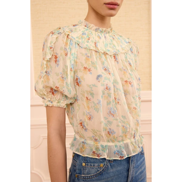 Ulla Johnson Solenne Silk Top in Moon Petal, view 3