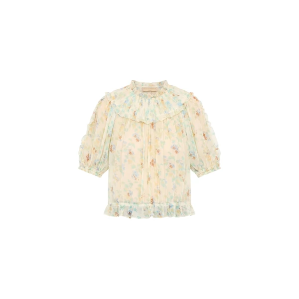 Ulla Johnson Solenne Silk Top in Moon Petal
