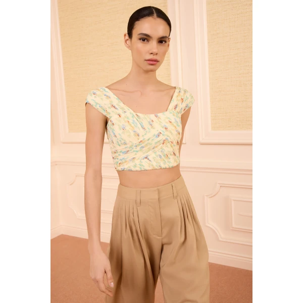 Ulla Johnson Sylvie Off the Shoulder Crop Top in Moon Petal, view 2
