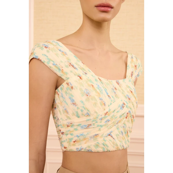 Ulla Johnson Sylvie Off the Shoulder Crop Top in Moon Petal, view 3