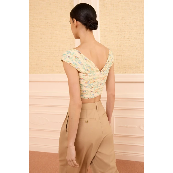 Ulla Johnson Sylvie Off the Shoulder Crop Top in Moon Petal, view 6
