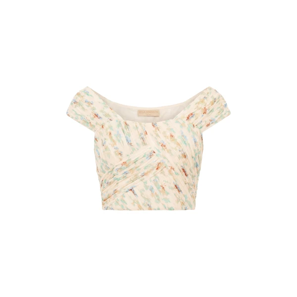 Ulla Johnson Sylvie Off the Shoulder Crop Top in Moon Petal
