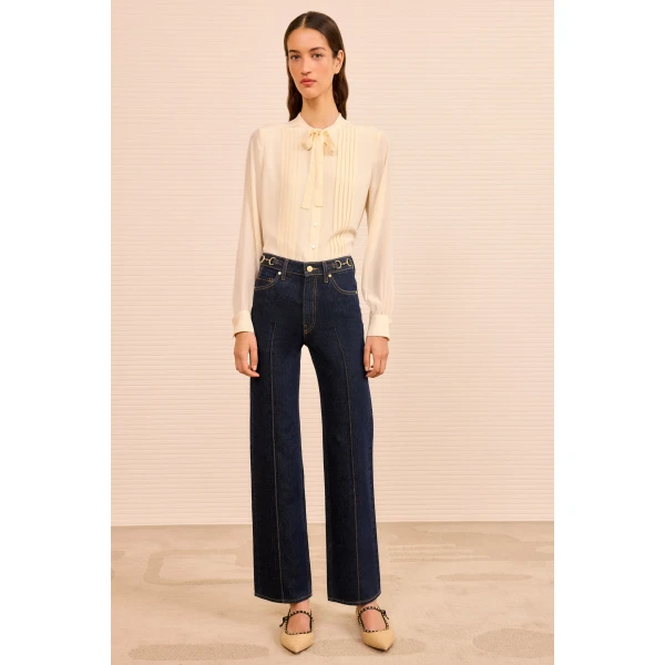 Ulla Johnson The Agatha Straight Leg Pintuck Jean in Tigris, view 2