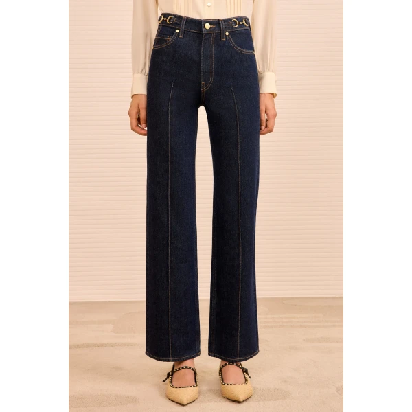 Ulla Johnson The Agatha Straight Leg Pintuck Jean in Tigris, view 3