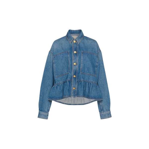 Ulla Johnson The Arquette Denim Peplum Jacket in Danube