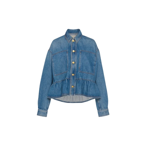 Ulla Johnson The Arquette Denim Peplum Jacket in Danube