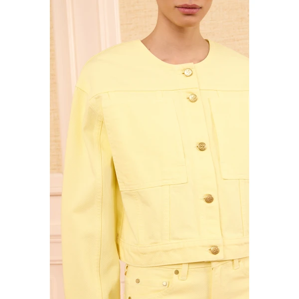 Ulla Johnson The Briar Collarless Denim Jacket in Chantilly, view 3