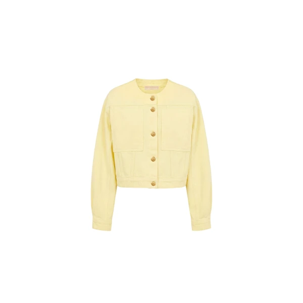 Ulla Johnson The Briar Collarless Denim Jacket in Chantilly