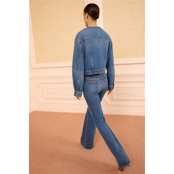 Ulla Johnson The Briar Collarless Denim Jacket in Danube, view 5
