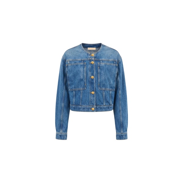 Ulla Johnson The Briar Collarless Denim Jacket in Danube
