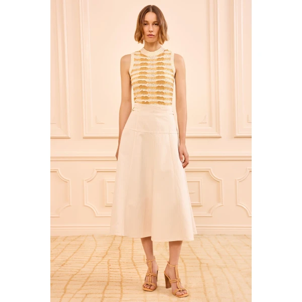 Ulla Johnson The Brigette Denim Midi Skirt in Cowrie, view 2