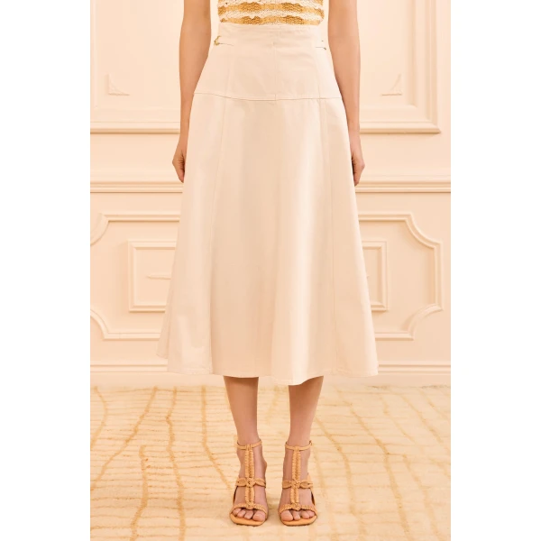 Ulla Johnson The Brigette Denim Midi Skirt in Cowrie, view 3
