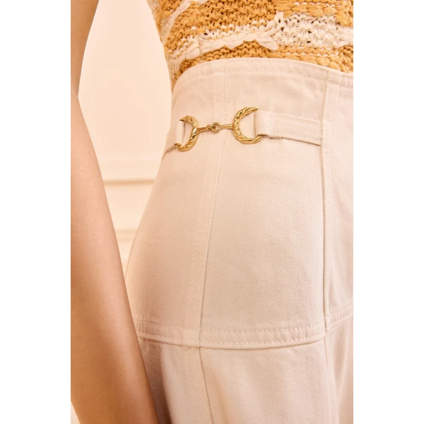 Ulla Johnson The Brigette Denim Midi Skirt in Cowrie, view 4