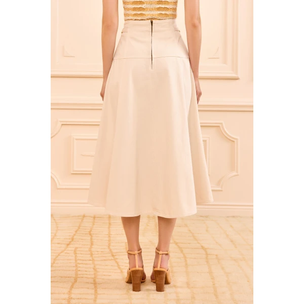 Ulla Johnson The Brigette Denim Midi Skirt in Cowrie, view 5