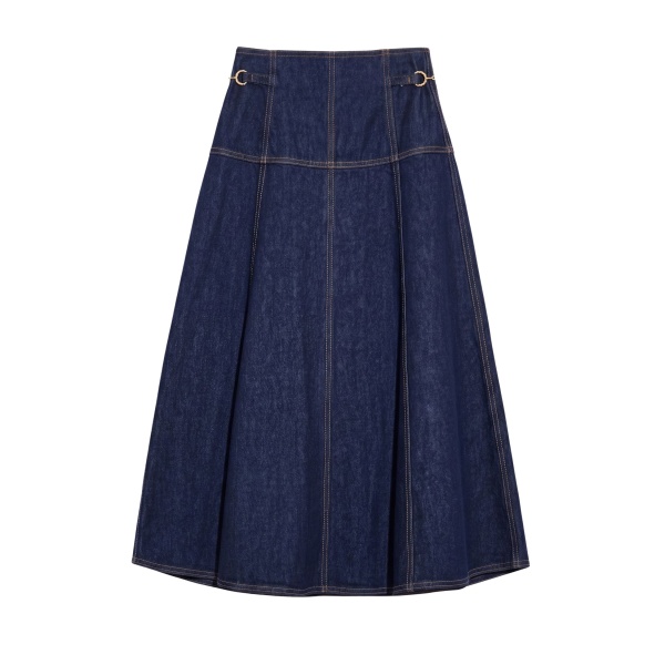 Ulla Johnson The Brigette Denim Midi Skirt in Tigris