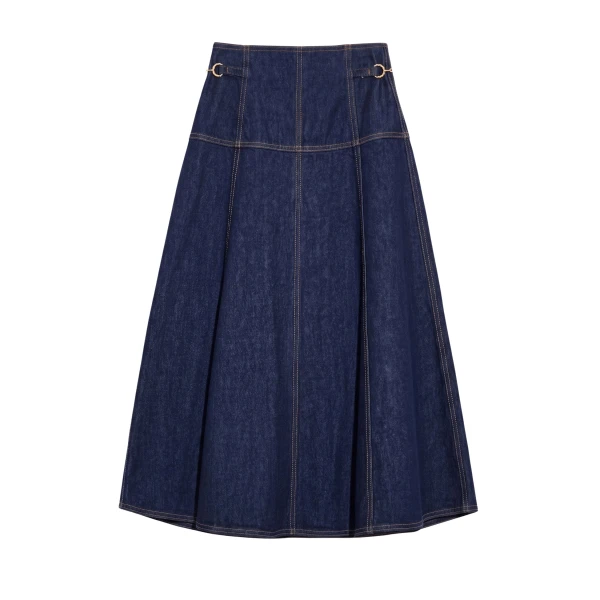 Ulla Johnson The Brigette Denim Midi Skirt in Tigris