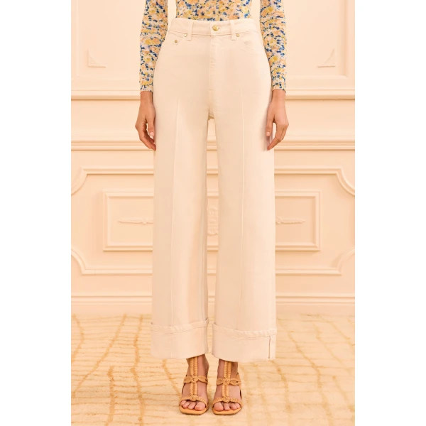 Ulla Johnson The Genevieve Stretch Pintuck Jean in Cowrie, view 3