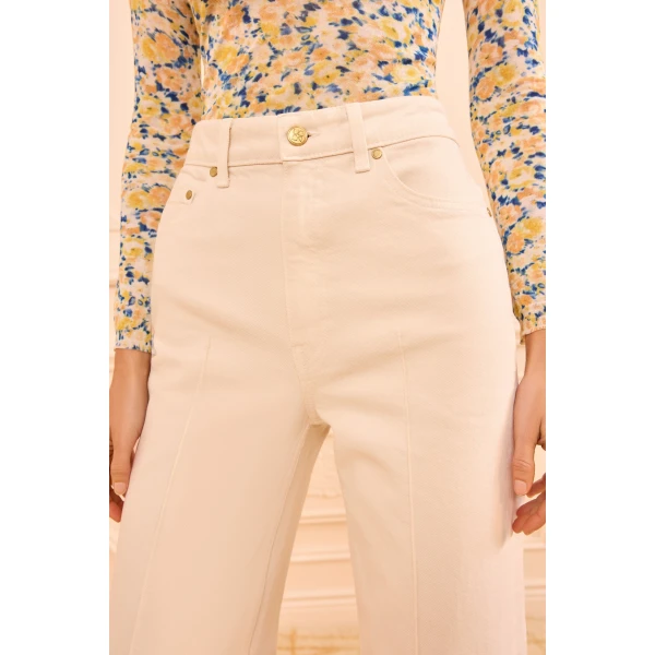 Ulla Johnson The Genevieve Stretch Pintuck Jean in Cowrie, view 4
