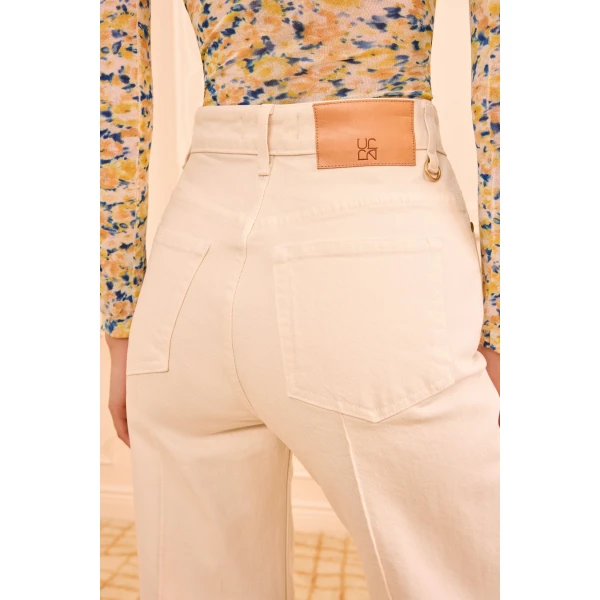 Ulla Johnson The Genevieve Stretch Pintuck Jean in Cowrie, view 5