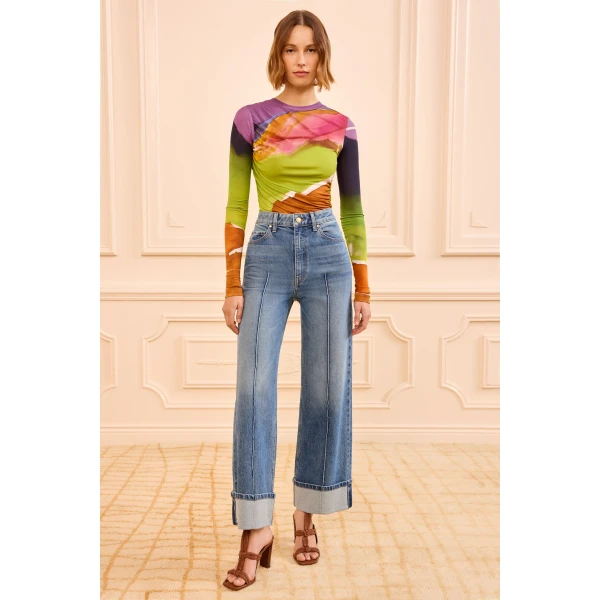 Ulla Johnson The Genevieve Stretch Pintuck Jean in Danube, view 2