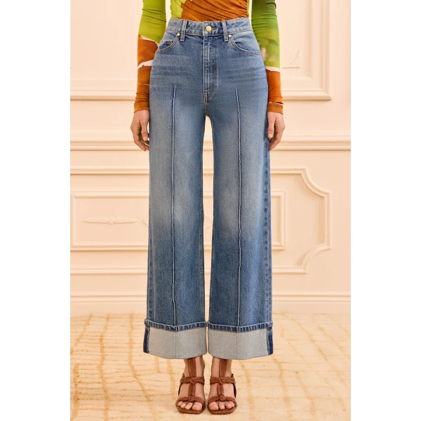 Ulla Johnson The Genevieve Stretch Pintuck Jean in Danube, view 3