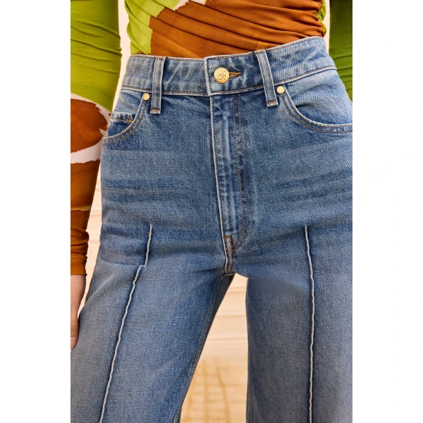 Ulla Johnson The Genevieve Stretch Pintuck Jean in Danube, view 4