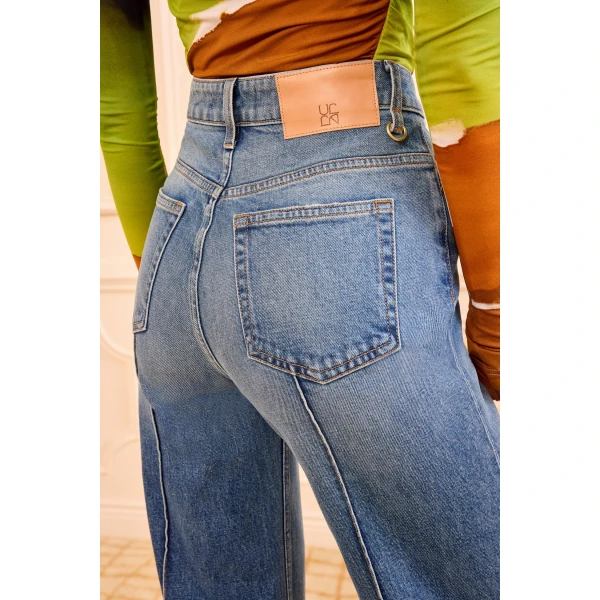 Ulla Johnson The Genevieve Stretch Pintuck Jean in Danube, view 5