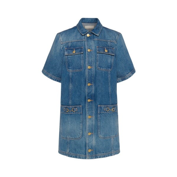 Ulla Johnson The Painters Denim Mini Dress in Danube