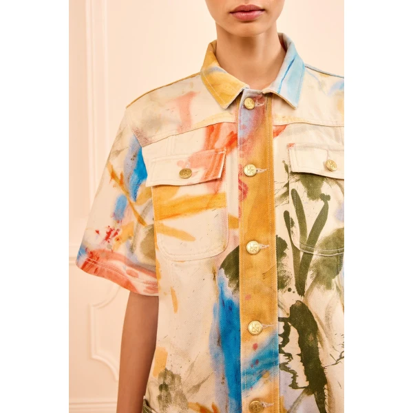 Ulla Johnson The Painters Denim Mini Dress in Western Dream, view 3