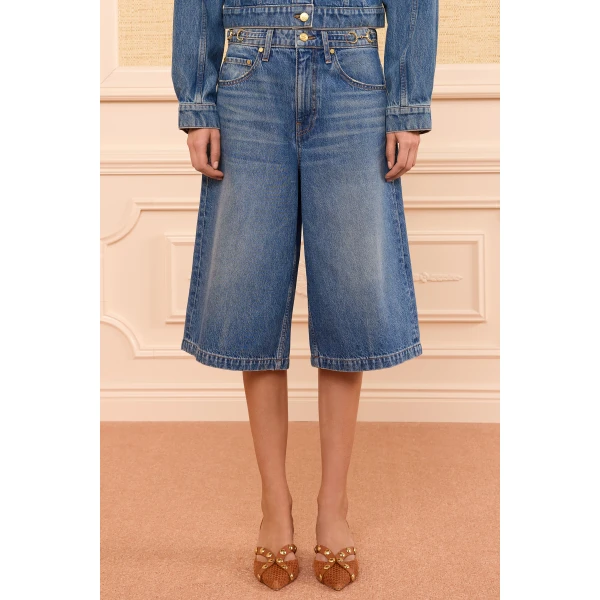 Ulla Johnson The Rowan Denim Culotte in Danube, view 3