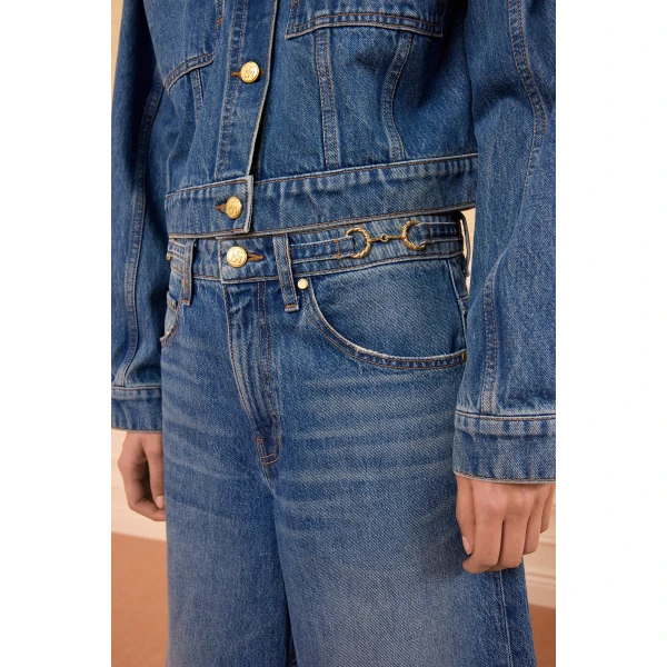 Ulla Johnson The Rowan Denim Culotte in Danube, view 4