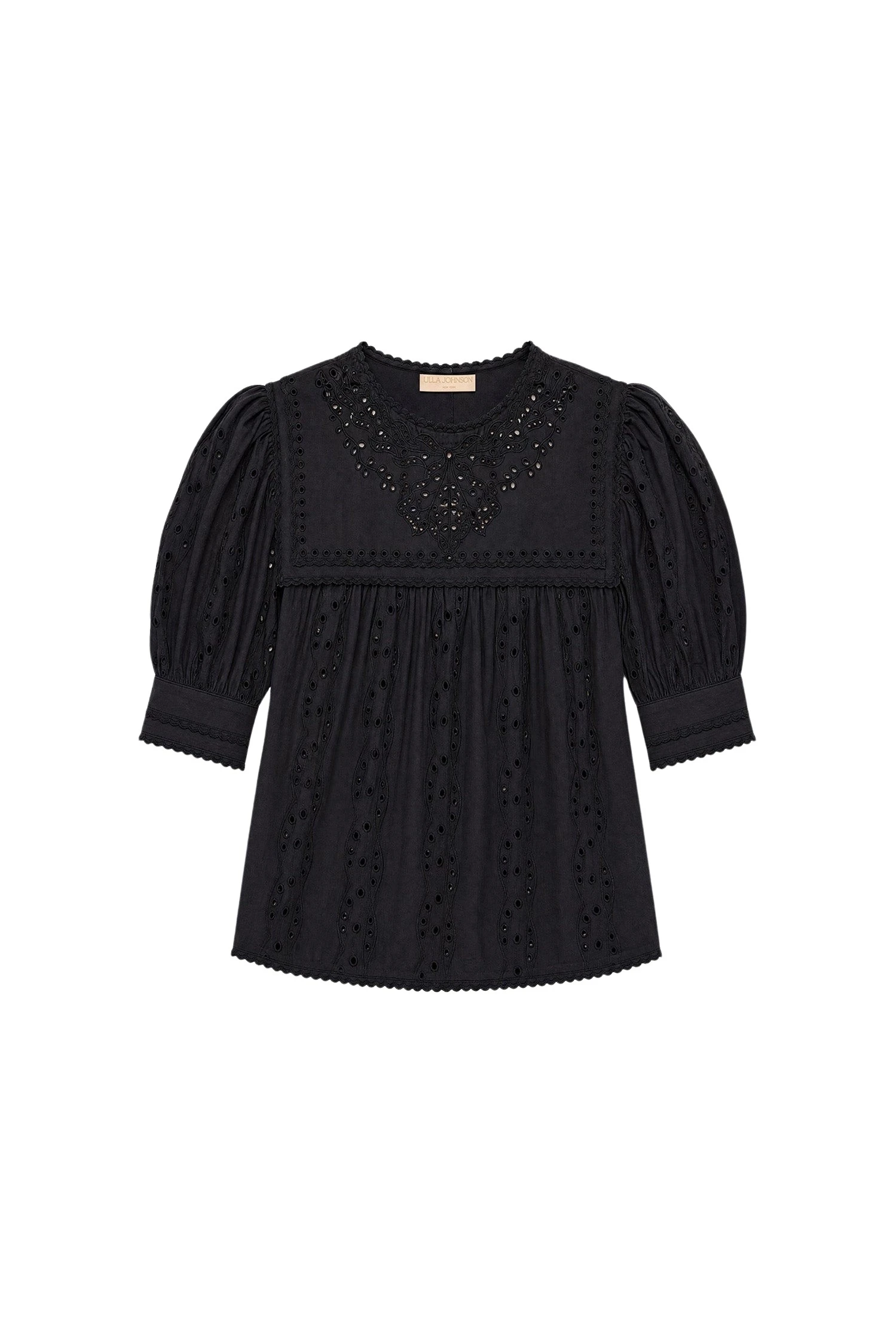Ulla-Johnson-Una-Short-Sleeve-Cotton-Top-in-Noir20327_nobg Ulla Johnson Una Short Sleeve Cotton Top in Noir