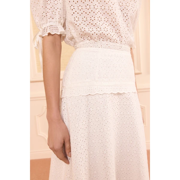 Ulla Johnson Violetta Cotton Skirt in Pristine, view 3