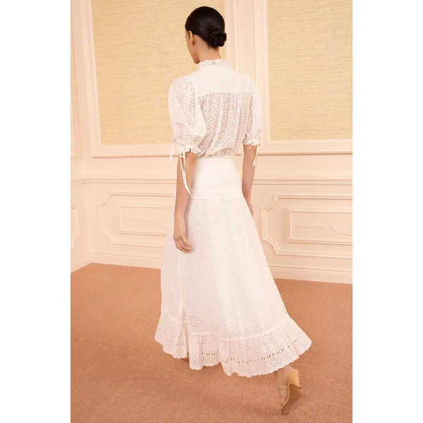 Ulla Johnson Violetta Cotton Skirt in Pristine, view 5