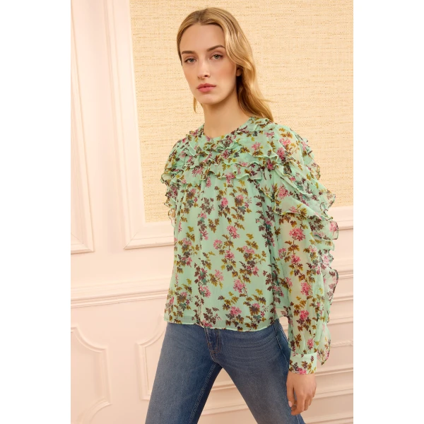 Ulla Johnson Willow Silk Blouse in Opaline, view 2