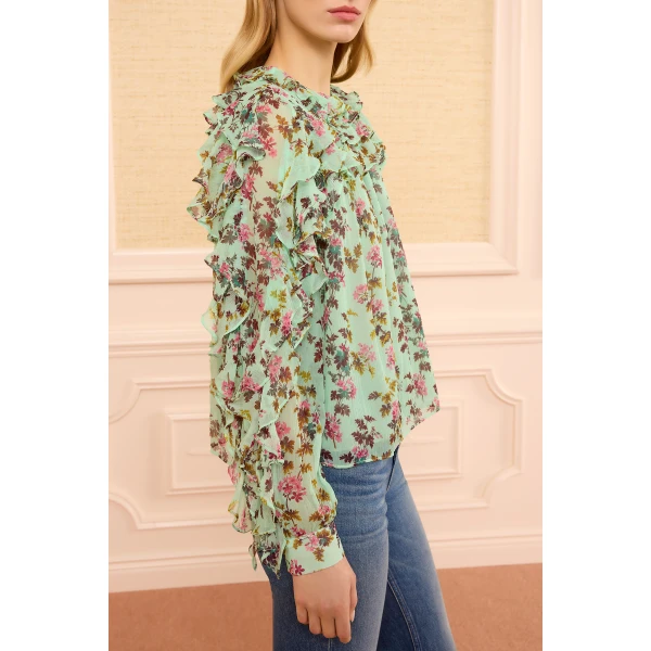 Ulla Johnson Willow Silk Blouse in Opaline, view 3