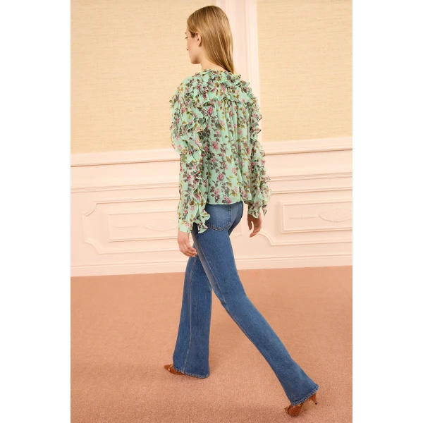 Ulla Johnson Willow Silk Blouse in Opaline, view 5