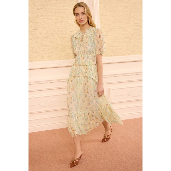Ulla Johnson Wren Silk Dress in Moon Petal, view 2
