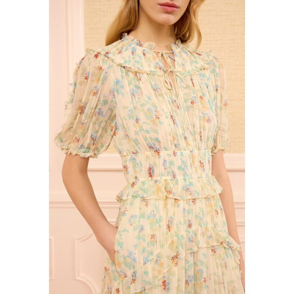 Ulla Johnson Wren Silk Dress in Moon Petal, view 3