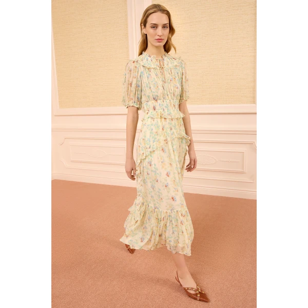 Ulla Johnson Wren Silk Dress in Moon Petal, view 4
