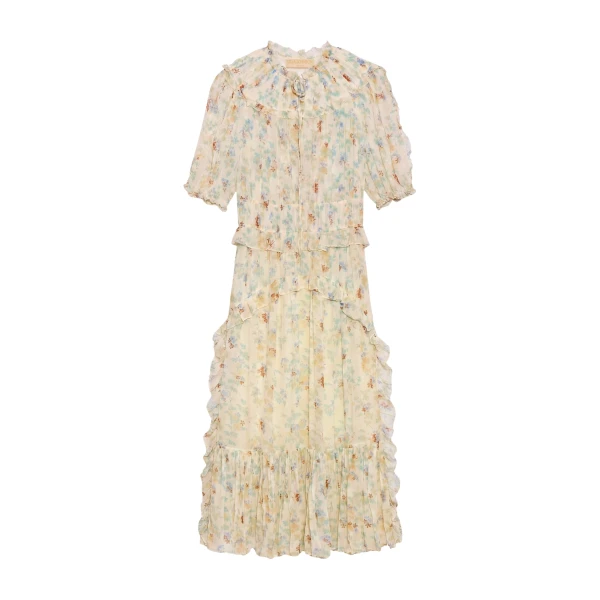 Ulla Johnson Wren Silk Dress in Moon Petal