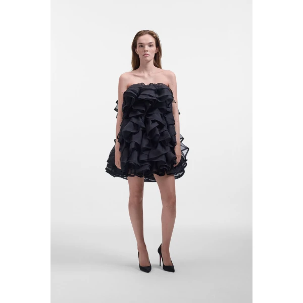 Viktor & Rolf All-Over Volants Organza Mini Dress in Black, view 2