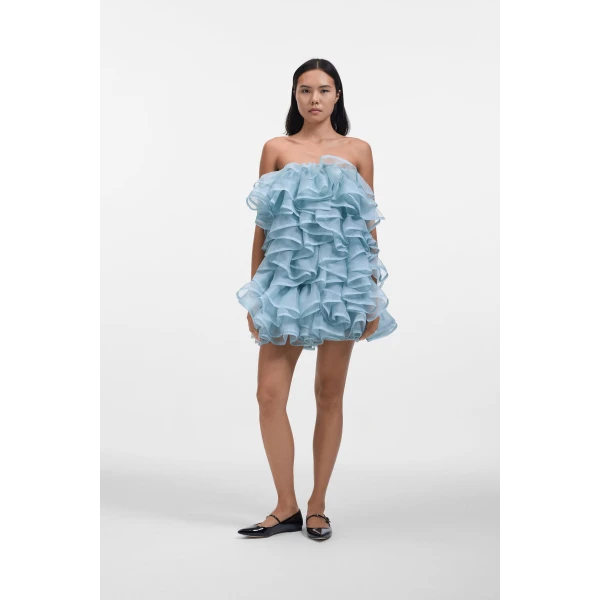 Viktor & Rolf All-Over Volants Organza Mini Dress in Light Blue, view 2