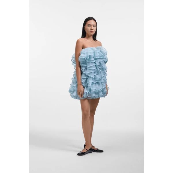 Viktor & Rolf All-Over Volants Organza Mini Dress in Light Blue, view 4